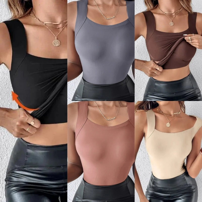 Women’s Thermal U-Neck Top with Built-In Bra💗No Bra Needed! Warm & Cozy