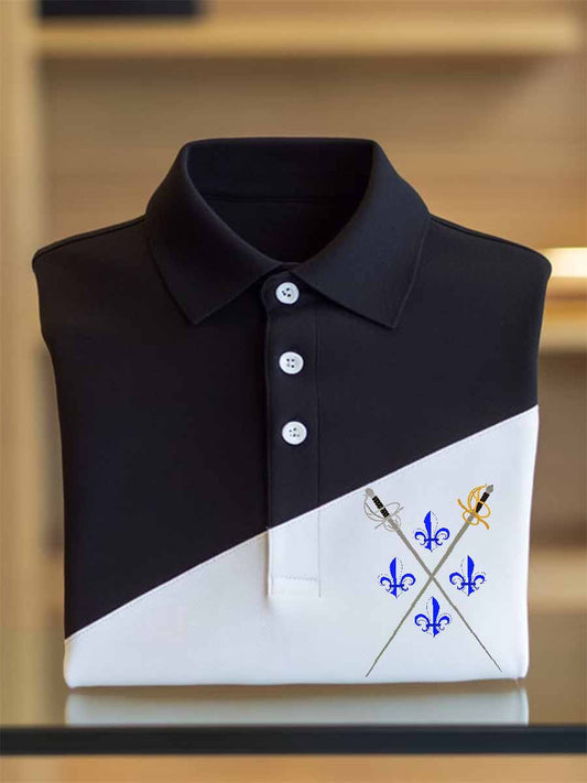 Polo Décontracté À Imprimé Français Vintage