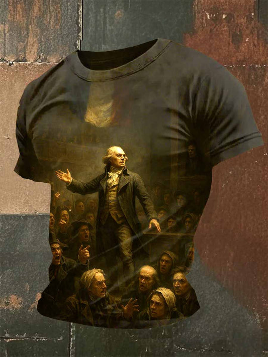 T-Shirt Décontracté À Imprimé Français Vintage