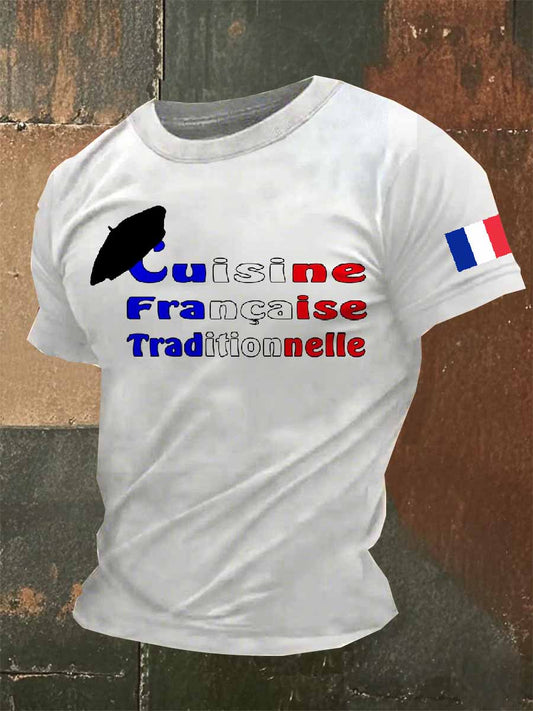 T-Shirt Décontracté À Imprimé Cuisine Française Vintage