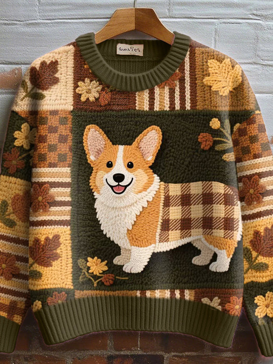 Mignon Corgi Crochet Art Cozy Tricot Pull Femme