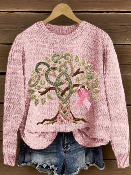 Chandail en tricot brodé Tree of Life Femme