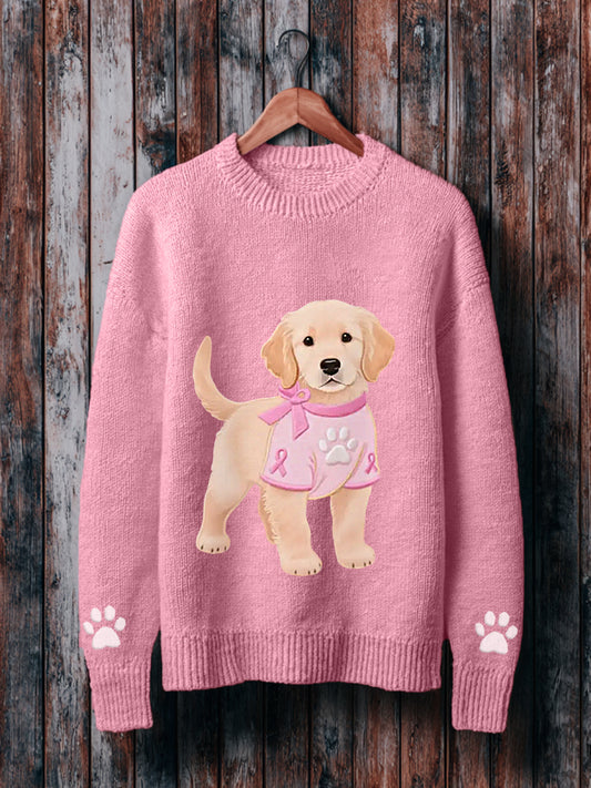 Pull Femme Rose Chien Ruban Rose Soutien Sensibilisation Au Cancer Du Sein