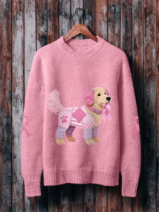 Pull Femme Rose Chien Ruban Rose Soutien Sensibilisation Au Cancer Du Sein