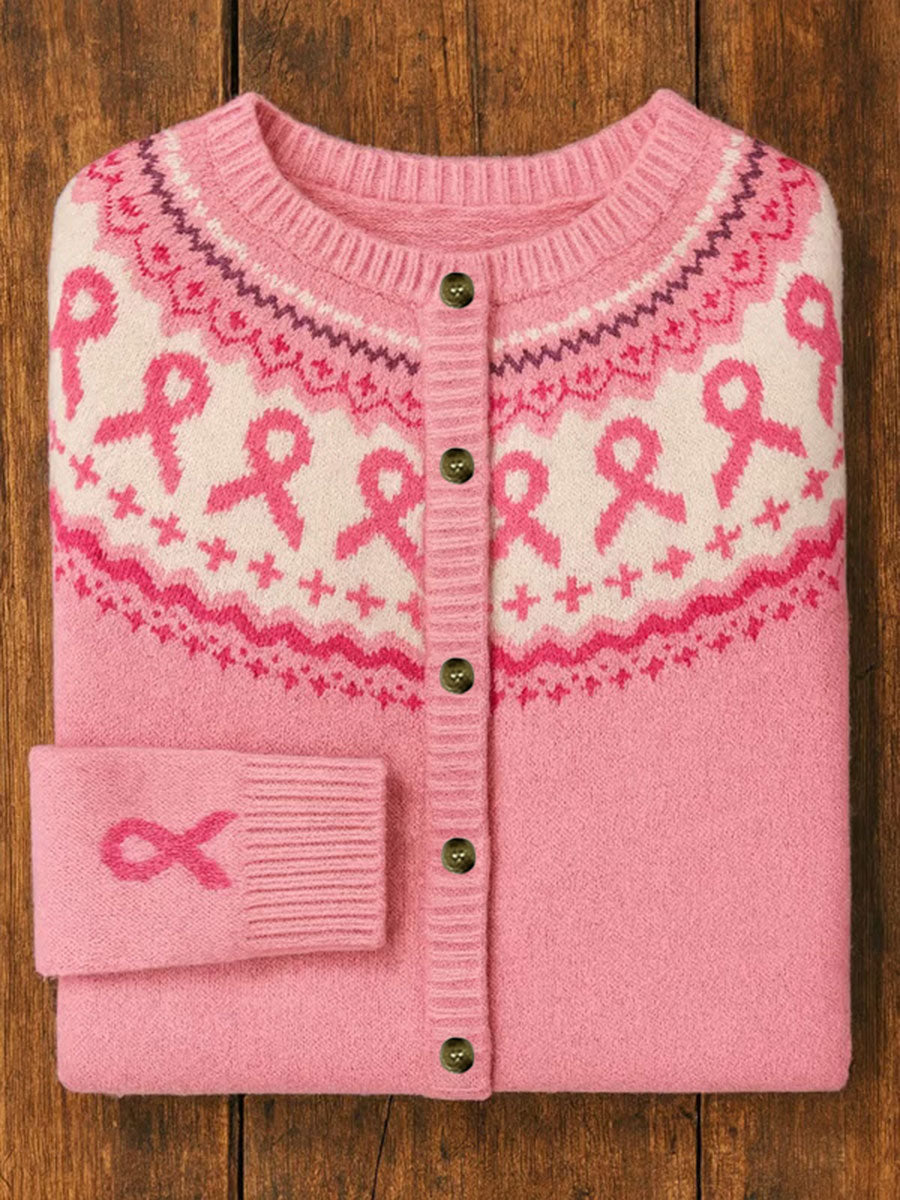 Cardigan Décontracté Femme Rose Ruban Imprimé Floral