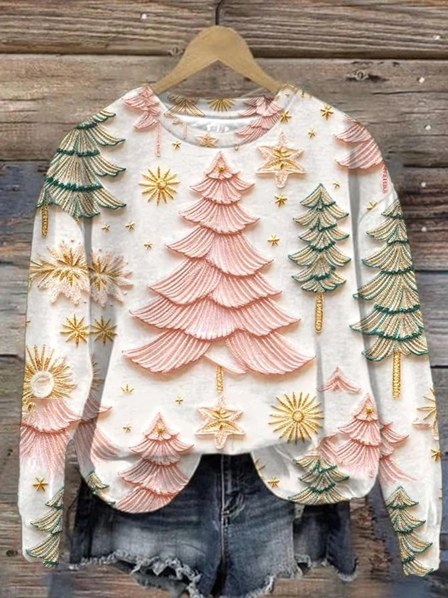 Pull à manches longues rétro automne Noël croisé