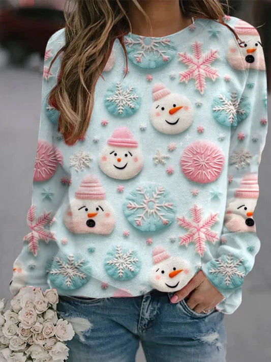 Amusement de Noël rétro mignon imprimé à la mode ras du cou haut