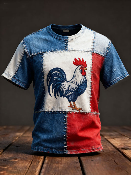 T-shirt à manches courtes rapeau Français Le Coq Gaulois Homme
