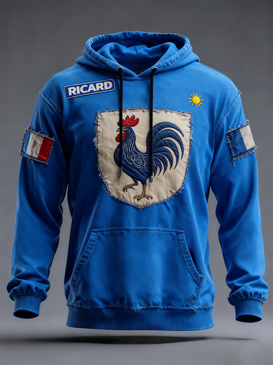 Sweat à capuche décontracté pour homme Drapeau français Ricard