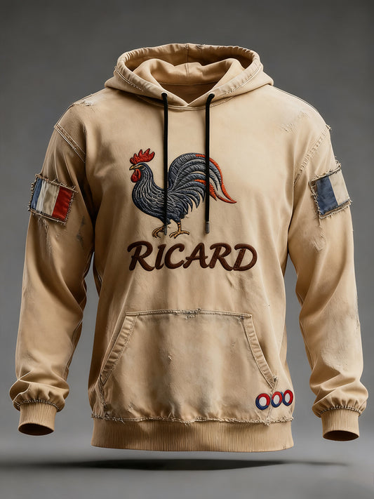 Sweat à capuche décontracté pour homme Drapeau français Ricard