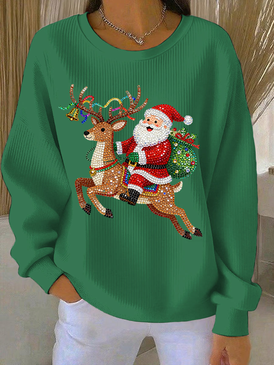 Sweat-shirt décontracté imprimé de Noël pour femmes