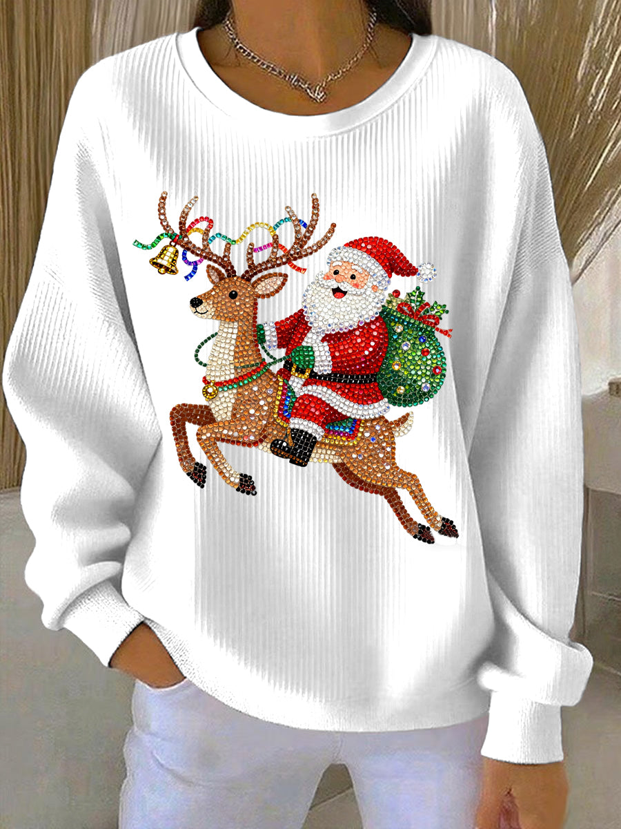 Sweat-shirt décontracté imprimé de Noël pour femmes