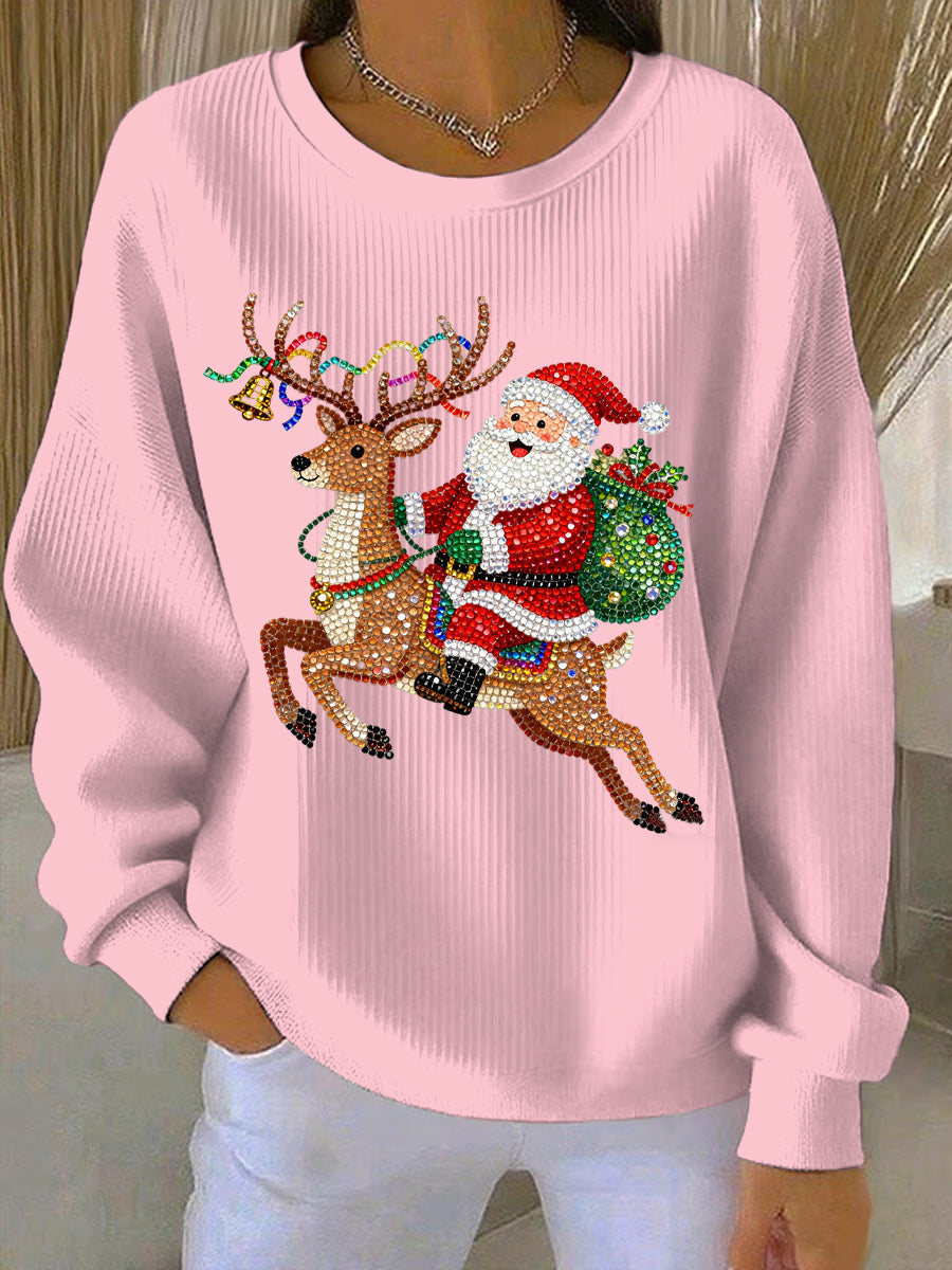 Sweat-shirt décontracté imprimé de Noël pour femmes