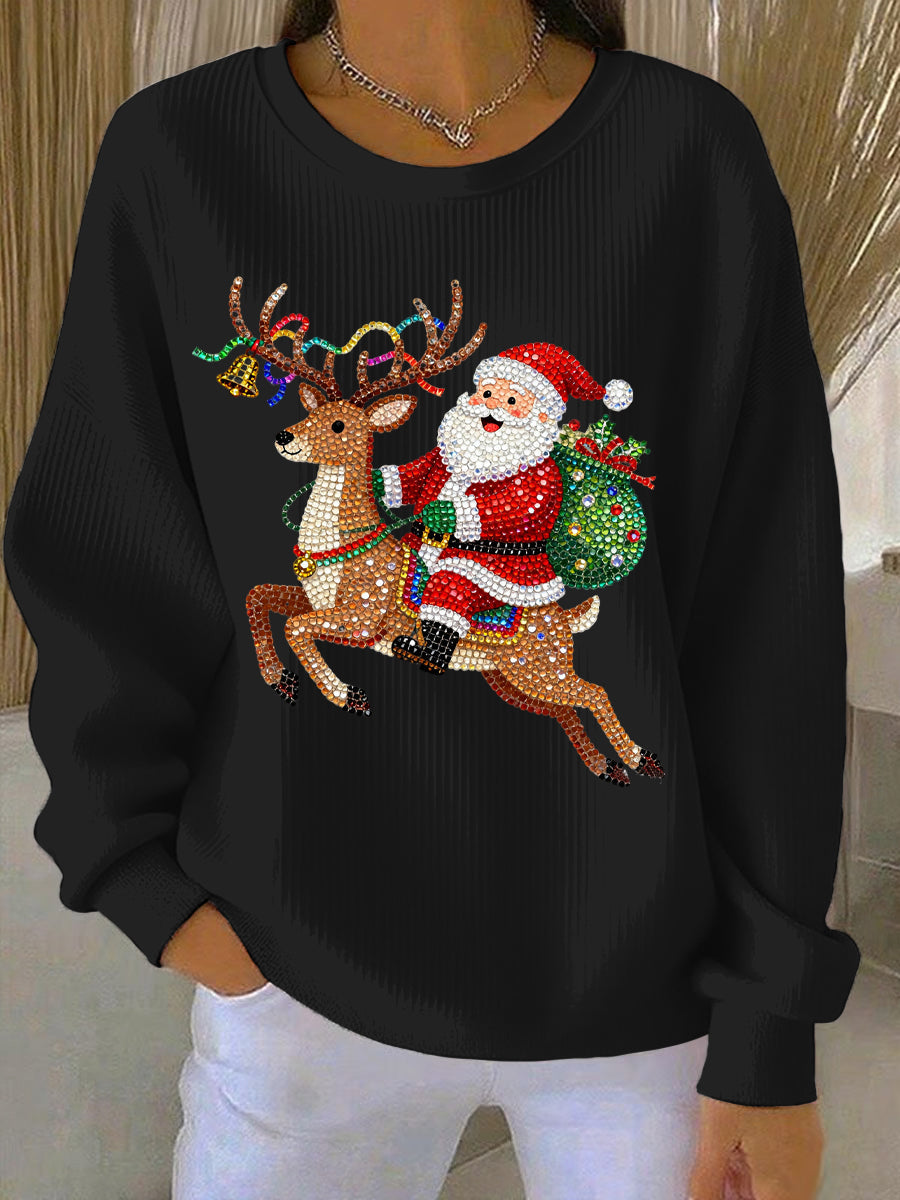 Sweat-shirt décontracté imprimé de Noël pour femmes