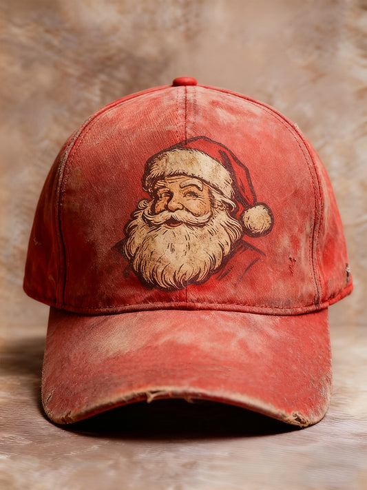 Chapeau vintage unisexe à imprimé Père Noël