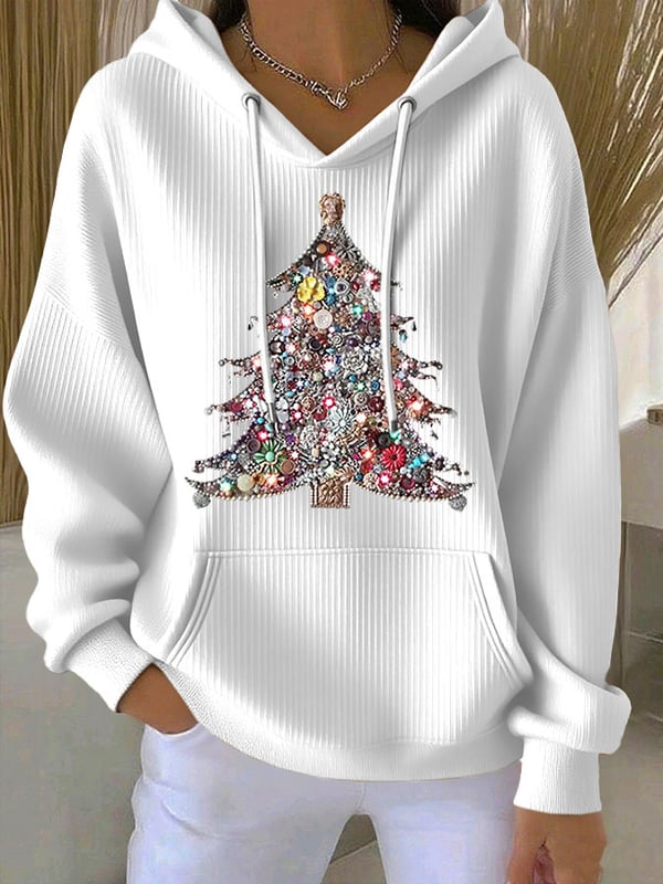 Sweat à Capuche Femme Imprimé Sapin de Noël