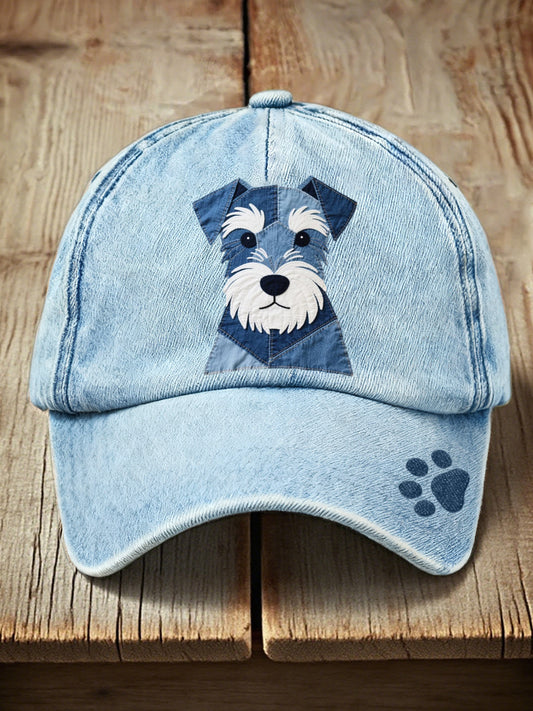Beau chapeau d'art patchwork de chien de Schnauzer