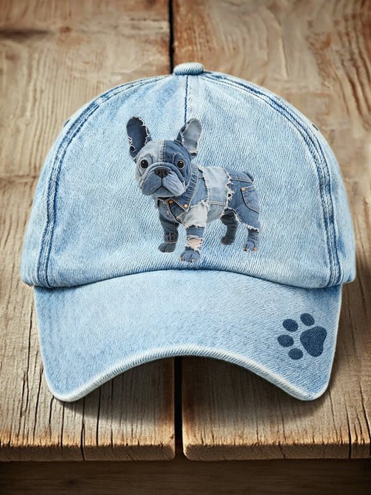 Beau chapeau d'art de patchwork de bouledogue français