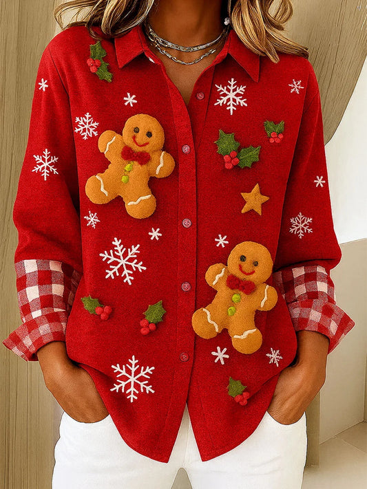 Chemise décontractée imprimée de Noël pour femmes