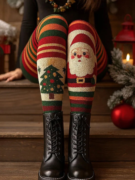 Arbre de Noël et le père Noël Art confortable Leggings femmes