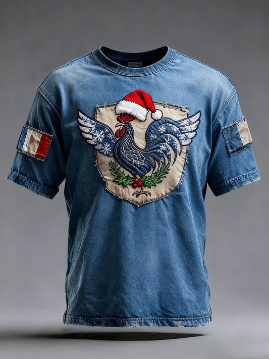 Drapeau Français Vintage Ricard des hommes en détresse T-shirt décontracté