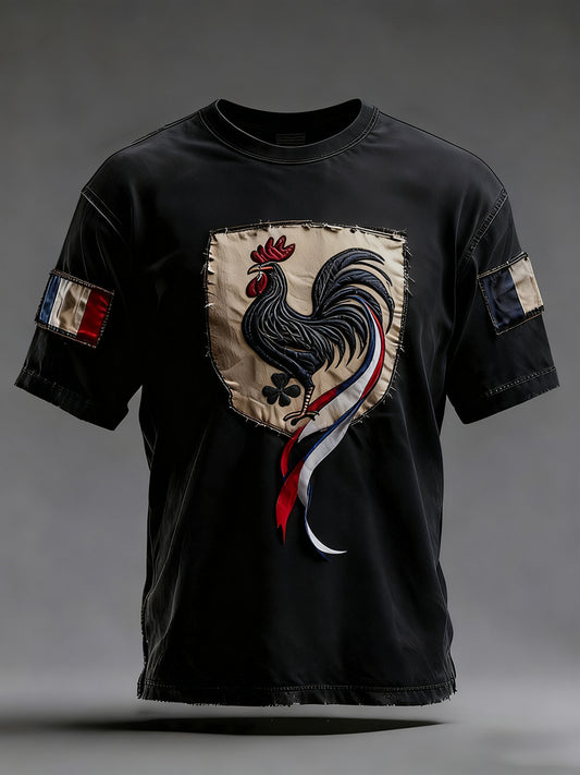 Drapeau Français Vintage Ricard des hommes en détresse T-shirt décontracté