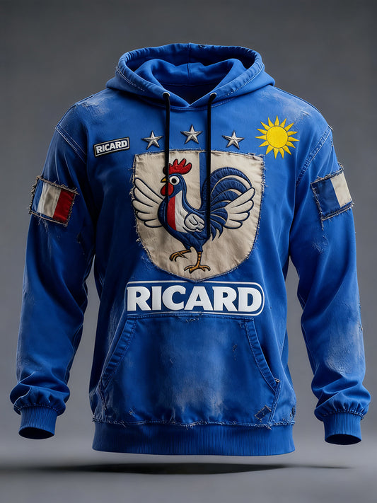 Sweat à capuche décontracté Vintage French Flag Ricard pour homme