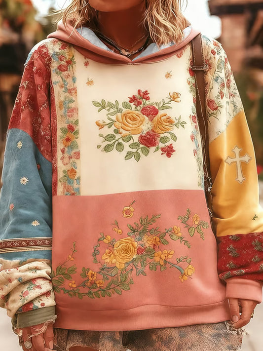 Sweat-shirt Décontracté Femme Rose Imprimé Floral