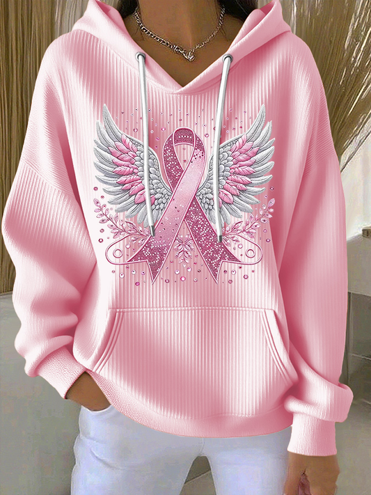 Women's Breast Cancer Awareness Floral Art Sweat à capuche