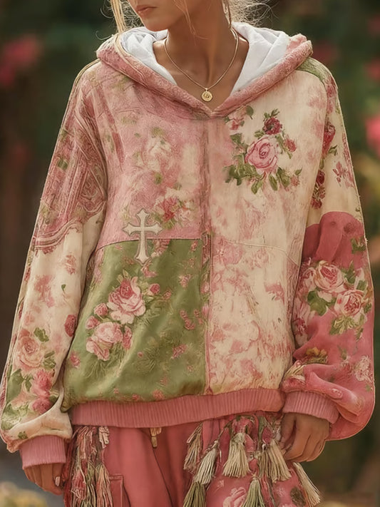 Sweat-shirt Décontracté Femme Rose Imprimé Floral