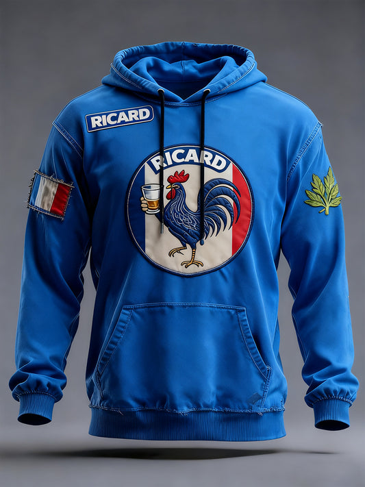 Sweat à capuche décontracté pour homme Drapeau français Ricard