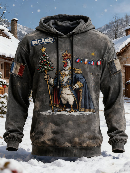 Sweat à capuche décontracté pour homme Drapeau français Ricard