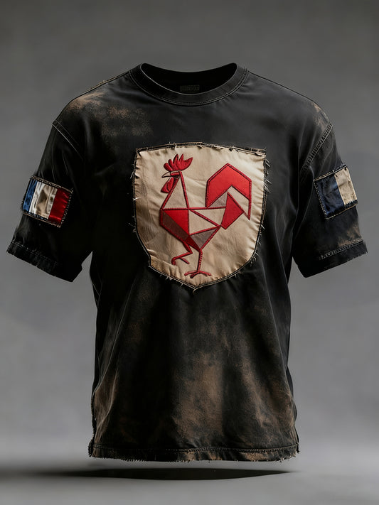 Drapeau Français Vintage Ricard des hommes en détresse T-shirt décontracté