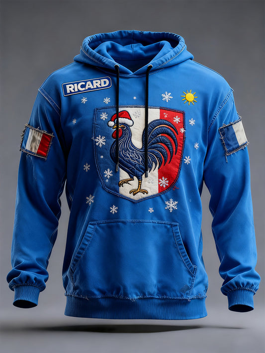 Sweat à capuche décontracté pour homme Drapeau français Ricard