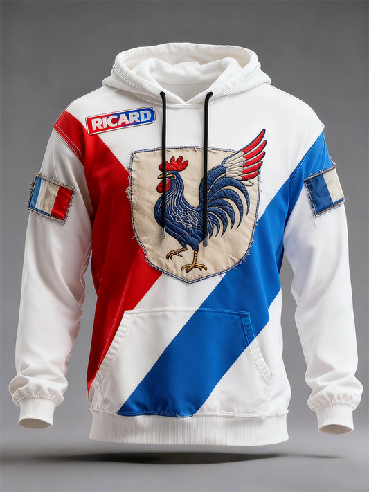 Sweat à capuche décontracté pour homme Drapeau français Ricard