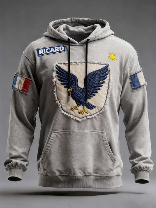 Sweat à capuche décontracté pour homme Drapeau français Ricard
