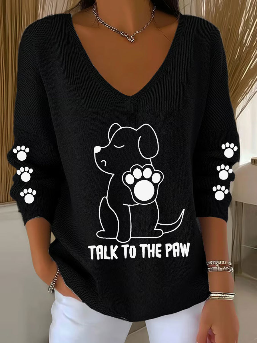 Hauts Talk To The Paw Dog à encolure en V Femme