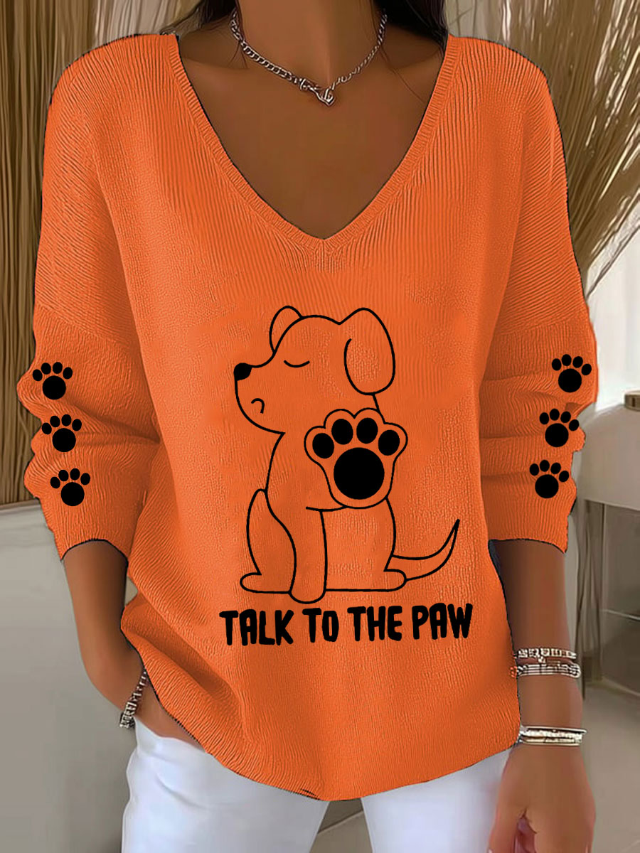 Hauts Talk To The Paw Dog à encolure en V Femme