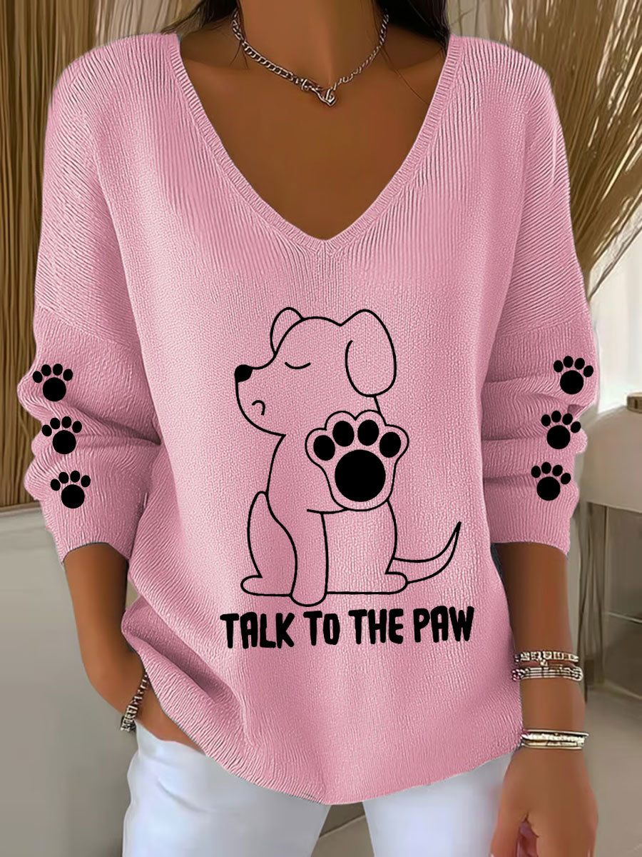 Hauts Talk To The Paw Dog à encolure en V Femme