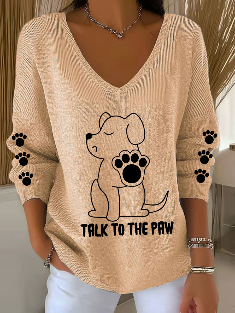 Hauts Talk To The Paw Dog à encolure en V Femme