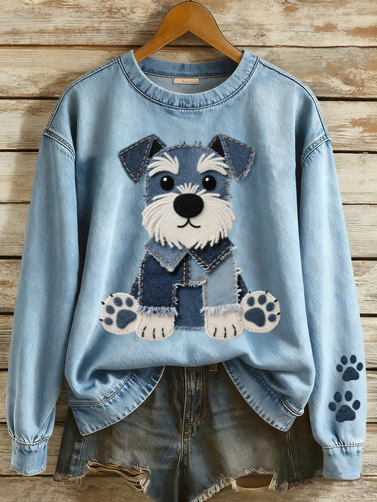 Belle Schnauzer chien Patchwork Art Sweatshirt des femmes