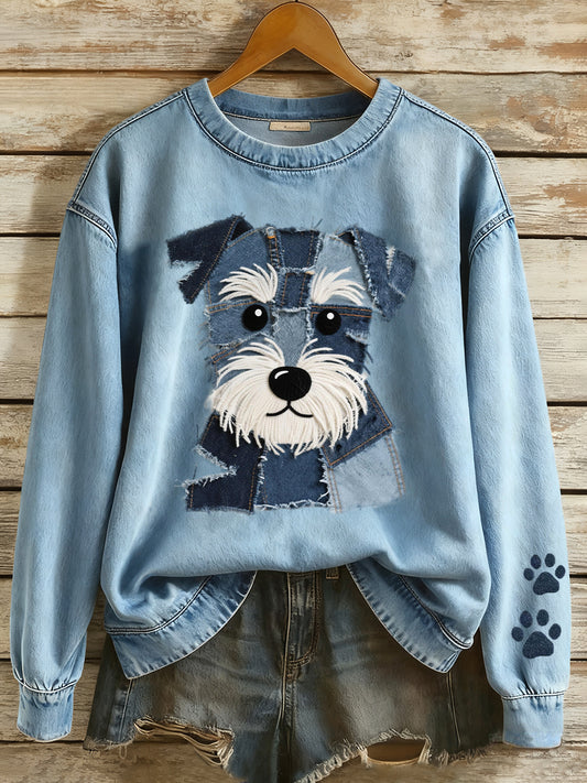 Belle Schnauzer chien Patchwork Art Sweatshirt des femmes