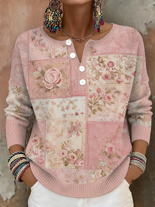 Sensibilisation au cancer du sein des femmes Floral Art Imprimé Tops