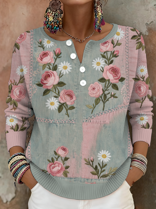 Sensibilisation au cancer du sein des femmes Floral Art Imprimé Tops