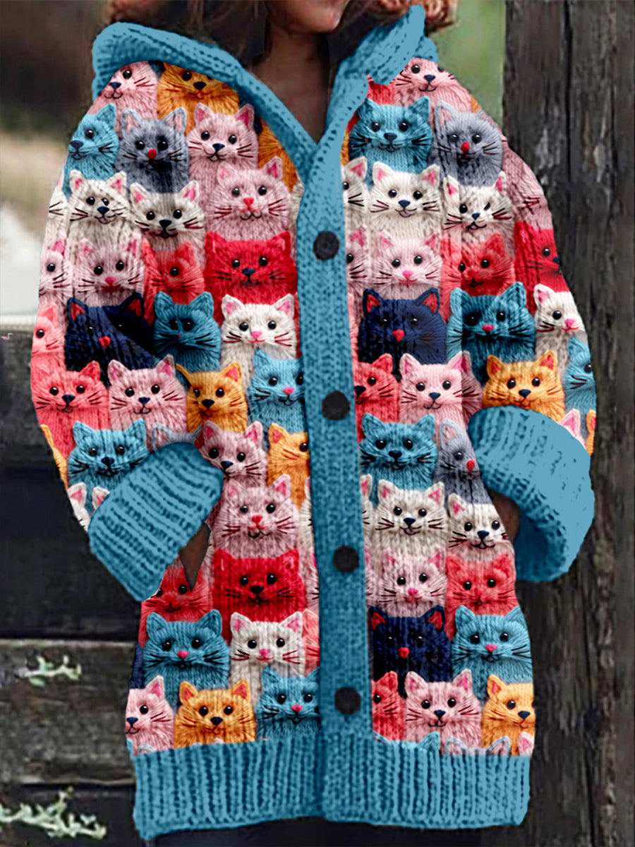 Sweat à capuche mignon chat imprimé pour femmes
