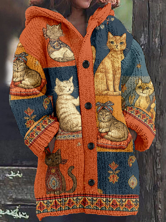 Veste à capuche pour femmes automne chats