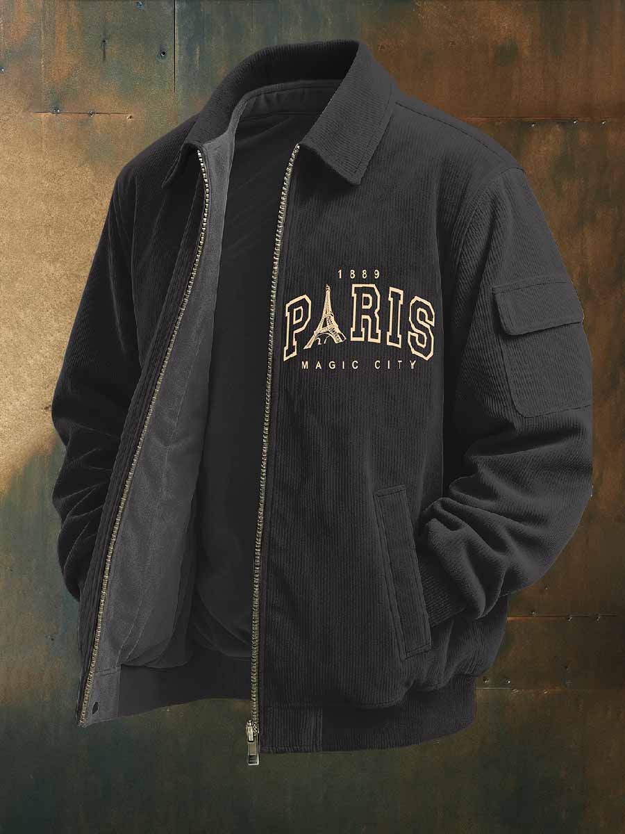 Vintage France Paris Motif Casual Veste Manteau