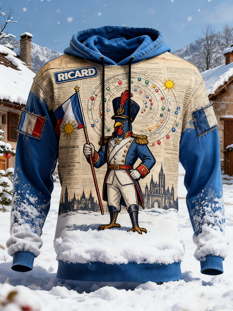 Sweat à capuche décontracté pour homme Drapeau français Ricard