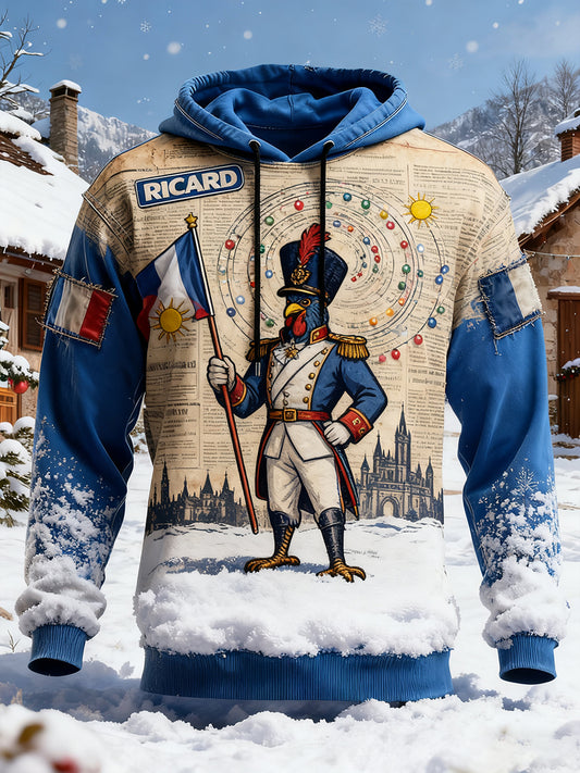 Sweat à capuche décontracté pour homme Drapeau français Ricard
