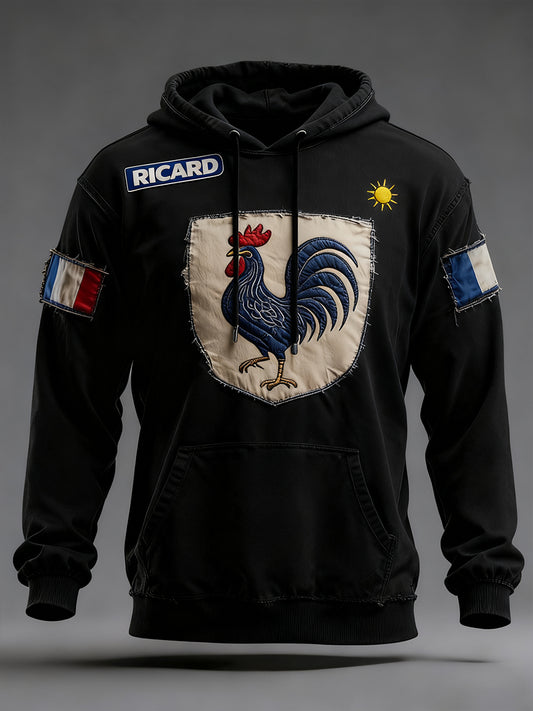 Sweat à capuche décontracté pour homme Drapeau français Ricard